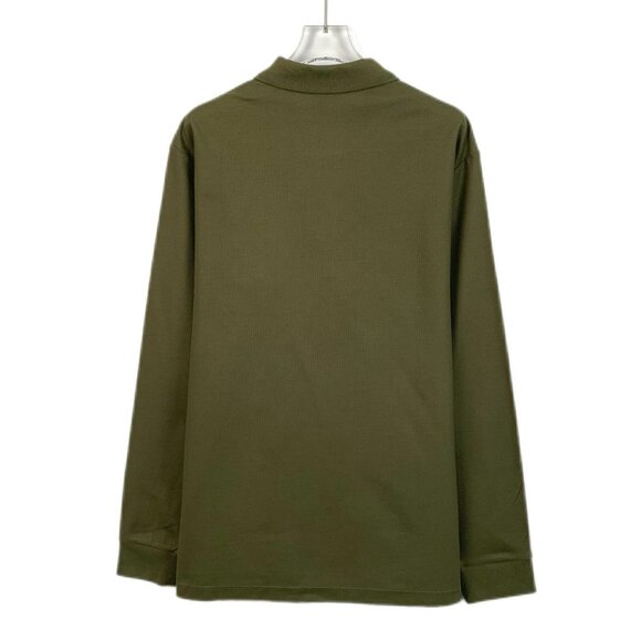 Burberry Olive Long-Sleeve Polo Shirt 100% Cotton Embroidered Logo Size M - Picture 2 of 8